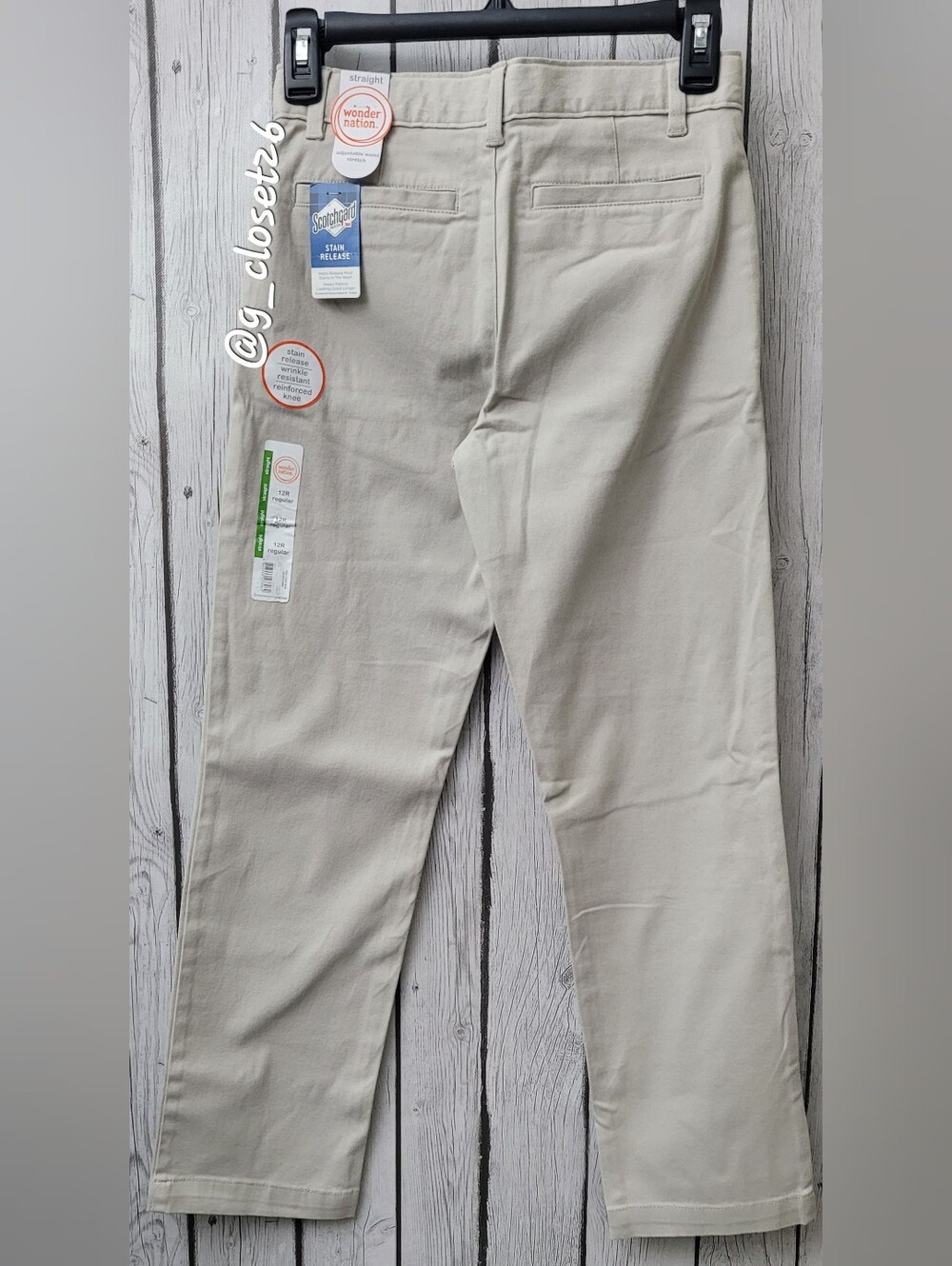 Wonder Nation Light Khaki Twill Pants, 12reg
